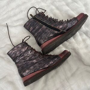 Women's Textured Lace-Up Combat Boots